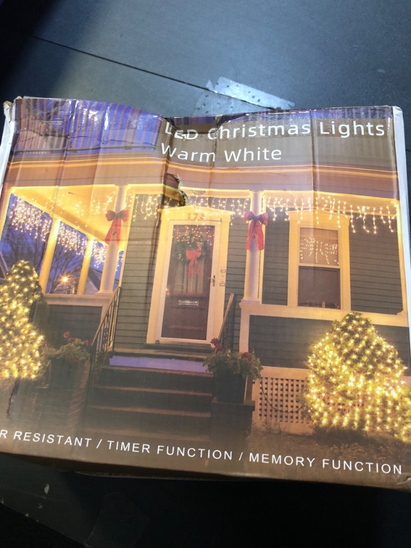 Photo 1 of 1620 LED Christma Lights with 360 Drops, 164ft Outdoor Hanging lights with 8 Modes & Timer Memory, Outsite Waterproof Curtain String Lights for Front House Fence Tree Holiday Decorations (Warm White)