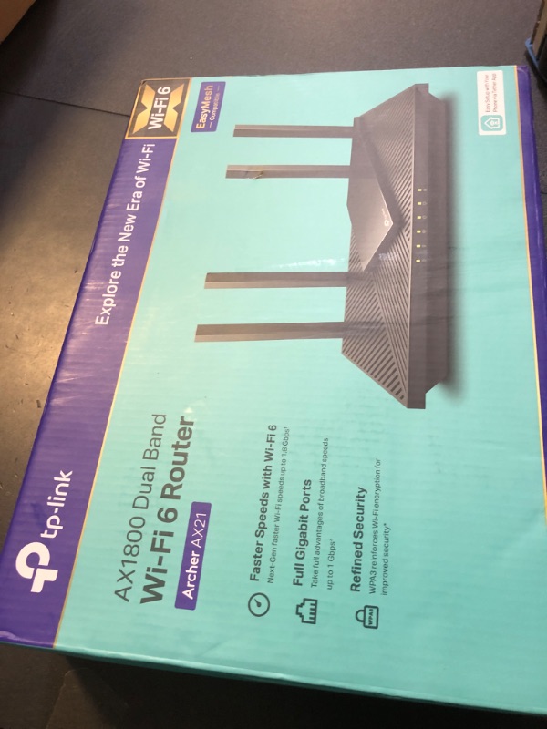 Photo 2 of TP-Link AX1800 WiFi 6 Router V4 (Archer AX21) – Dual Band Wireless Internet Router, Gigabit Router, Easy Mesh, Works with Alexa - A Certified for Humans Device