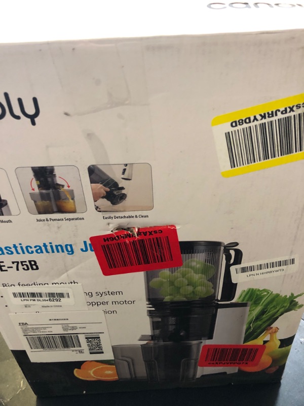 Photo 1 of Cold Press Juicer, 5.4" Wide Feed Chute Juice Extractor Machine with 400W, High Juice Yield, Slow Masticating Juicer for Whole Vegetables & Fruits