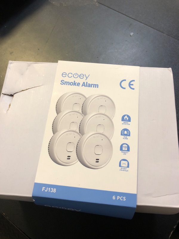 Photo 2 of Ecoey  Detector, 10 Year Fire Alarms Smoke Detectors?Smoke Detector Battery Operated with Photoelectric Sensor, Fire Alarm with Low Battery Indicator, Smoke Detectors Used in Home, FJ138, 6 Packs