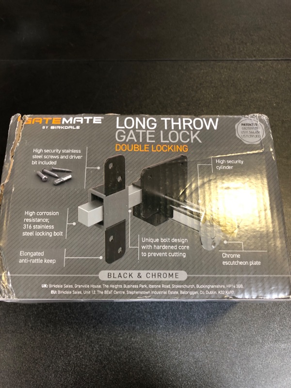 Photo 2 of GateMate Long Throw Gate Lock 1490086, Euro Profile Keyed Both Sides Gate Lock for Sheds, Gates & Garage Doors, 316 Stainless Steel, for Wooden Gates & Doors Up to 2” Thick (50mm), Black, 5 Keys