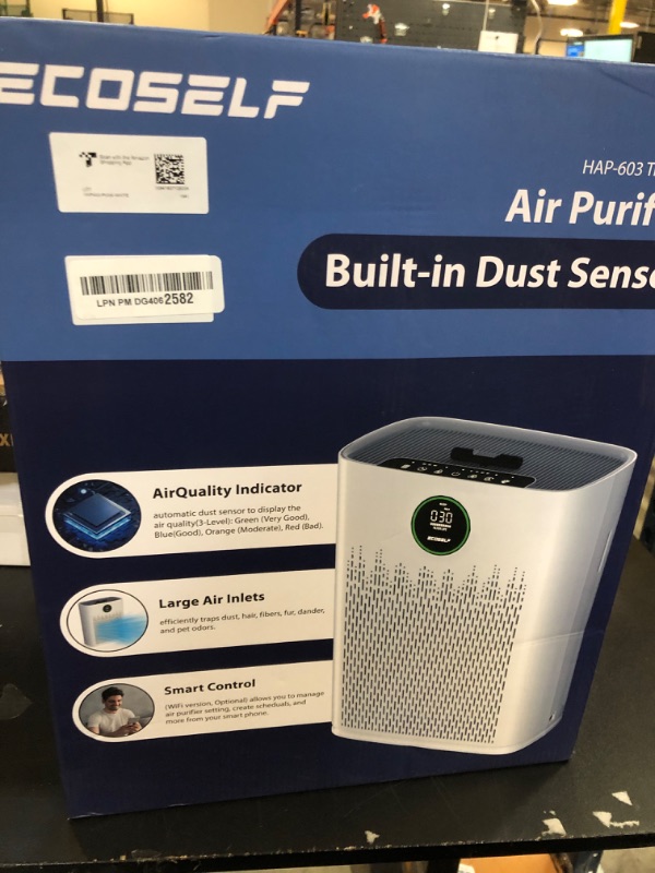 Photo 2 of Air Purifiers for Home Large Room, with Smart Mode, PM2.5 Air Quality Display, 22dB Sleep Mode, Aromatherapy, Cover Up to 1295 Ft² with 2X-Purification & 360°Air Outlet, HAP603, White