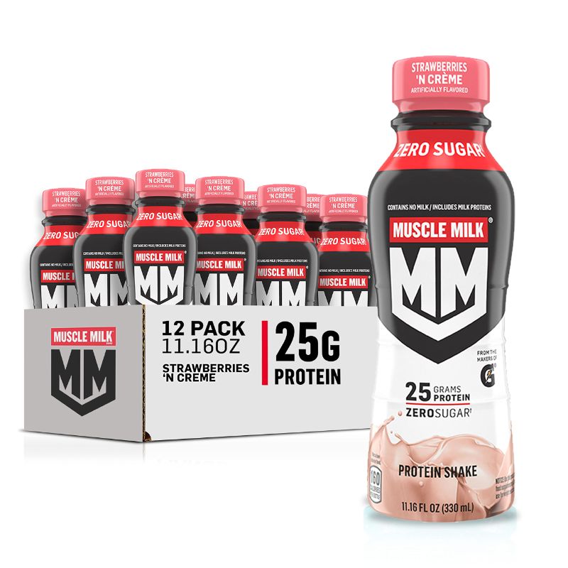 Photo 1 of Muscle Milk Genuine Shake, Strawberry, 11.16 Fl Oz Bottles (Pack of 12)EXP. 04/2025