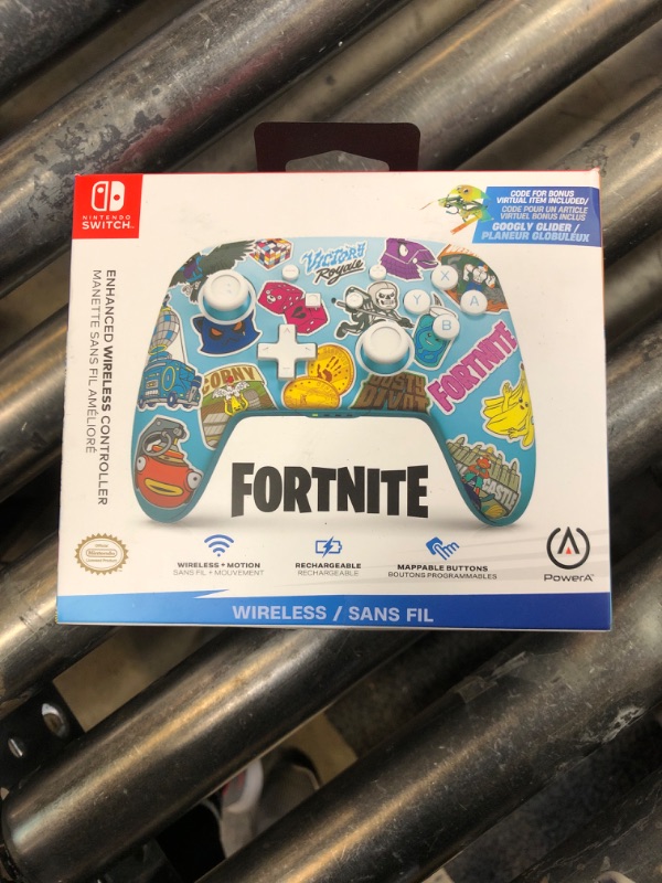 Photo 2 of PowerA Enhanced Wireless Controller for Nintendo Switch - Fortnite Sticker Mania, Nintendo Switch - OLED Model, Nintendo Switch Lite, Gamepad, game controller, Bluetooth controller, Officially Licensed, Bonus Virtual Item Included