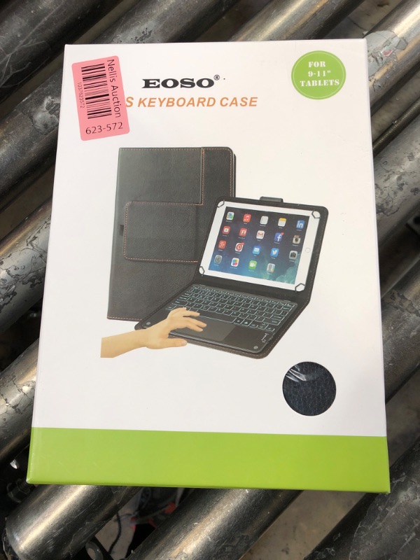 Photo 2 of eoso TouchPad Keyboard case for 9",9.7",10.1",10.2",10.5",10.9",11" Tablets,2-in-1 Bluetooth Wireless Keyboard with Touchpad,7 Colors Backlit & Leather Folio Cover(Black)