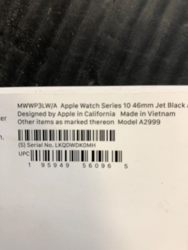 Photo 3 of Apple Watch Series 10 [GPS 46mm case] Smartwatch with Jet Black Aluminium Case with Black Sport Band - S/M. Fitness Tracker, ECG App, Always-On Retina Display, Water Resistant