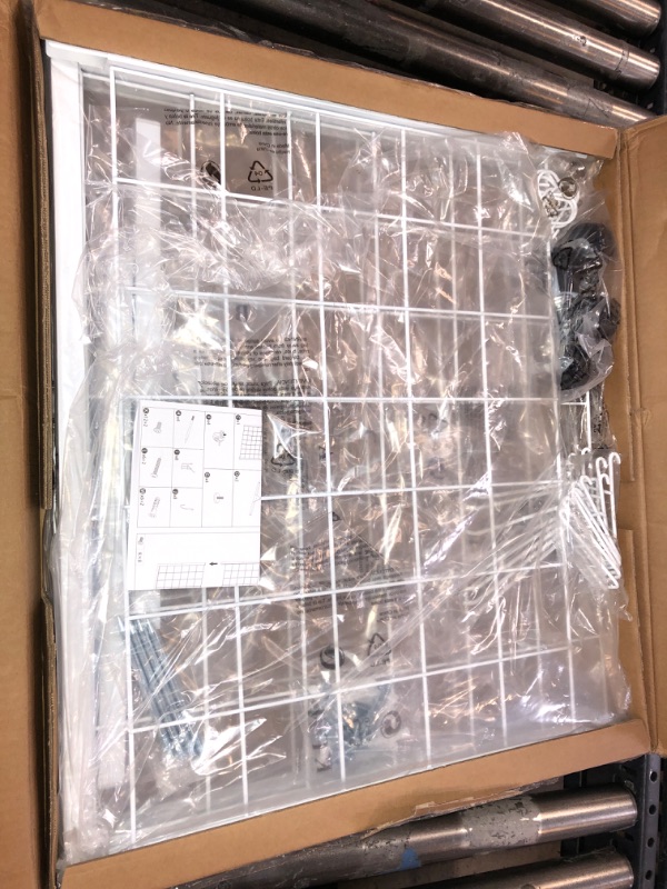 Photo 1 of AHOWPD Gridwall Panel Display Stand Rack- Heavy-Duty Movable Wire Gridwall Display Racks with Wheels and Feet, Floorstanding and Wall Mount Double Side Display Stand (Black) (White, 1 pc)