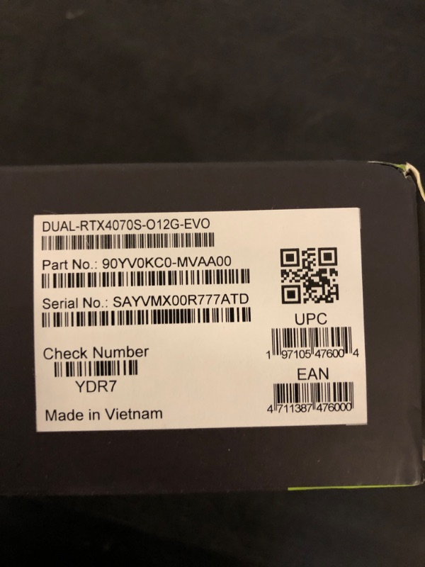 Photo 3 of ASUS Dual GeForce RTX™ 4070 Super EVO OC Edition 12GB GDDR6X (PCIe 4.0, 12GB GDDR6X, DLSS 3, HDMI 2.1a, DisplayPort 1.4a, 2.5-Slot Design, Axial-tech Fan Design, 0dB Technology, and More)