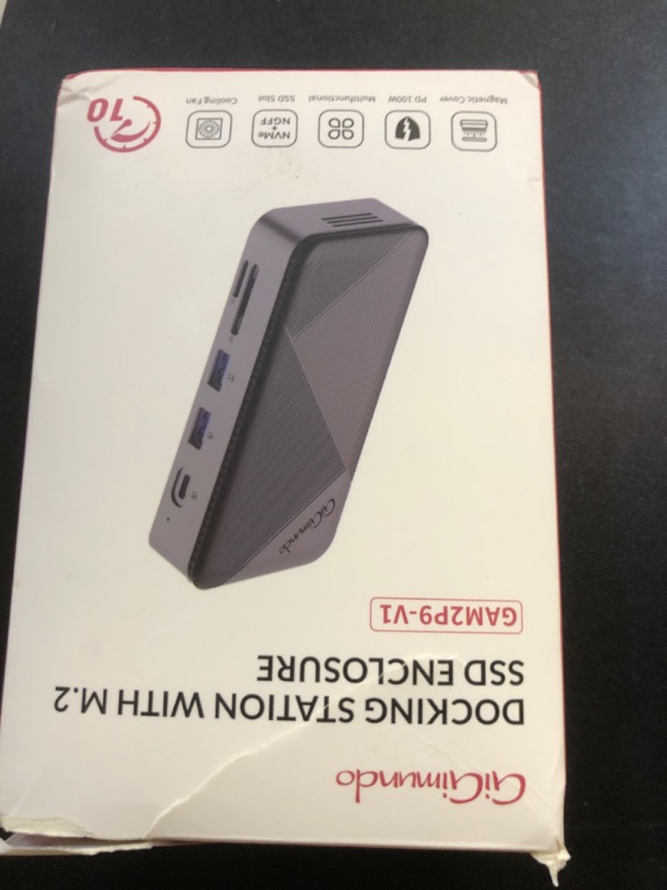 Photo 1 of GiGimundo GAM2P9-V1 M.2 NVMe Docking Station - 10Gbps USB-C Hub NVMe, PD100W, HDMI 4K 60Hz, Ethernet, SD Card Reader, M.2 Hub for Laptop/Mac, Black