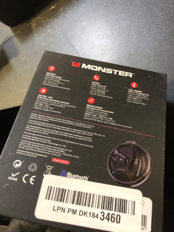 Photo 3 of Monster Open Ear Headphones AC330, Wireless Earbuds Bluetooth 5.4 with Clear Talk, Stylish Rotating Case with Lanyard, Type-C Charging,Comfort Fit, 24H Playback, IPX5 Water Resistant, Black