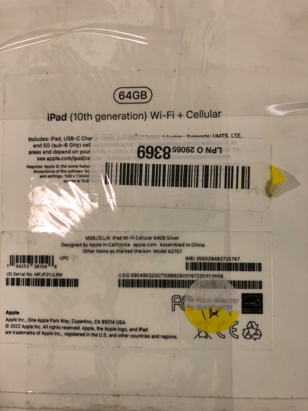 Photo 5 of Apple iPad (10th Generation): with A14 Bionic chip, 10.9-inch Liquid Retina Display, 64GB, Wi-Fi 6 + 5G Cellular, 12MP front/12MP Back Camera, Touch ID, All-Day Battery Life – Silver