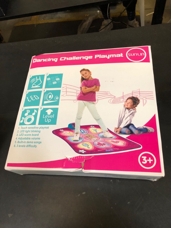 Photo 1 of SUNLIN Dance Mat - Dance Mixer Rhythm Step Play Mat - Dance Game Toy Gift for Kids Girls Boys - Dance Pad with LED Lights, Adjustable Volume, Built-in Music, 3 Challenge Levels (3-12 Years Old)