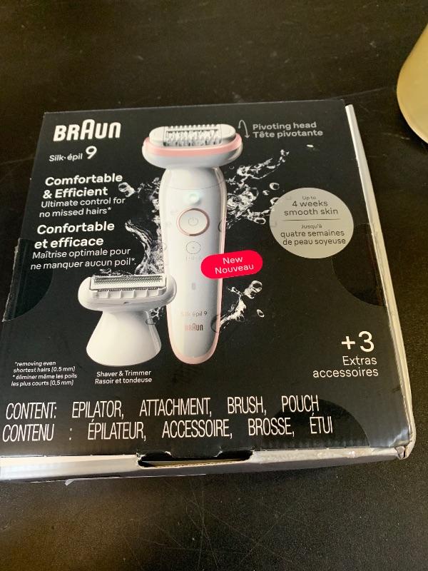 Photo 2 of Braun Epilator Silk-épil 9, Hair Removal Device, Women Shaver & Trimmer, Pivoting Head, Wet and Dry Epilator, Includes Shaver Head and Trimmer Comb, SES9-030