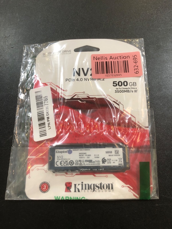 Photo 1 of Kingston NV2 500G M.2 2280 NVMe Internal SSD | PCIe 4.0 Gen 4x4 | Up to 3500 MB/s | SNV2S/500G