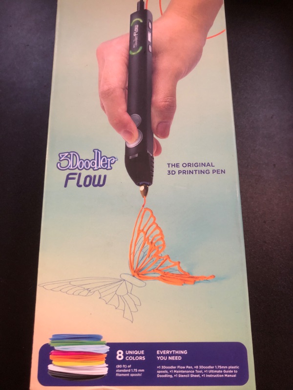 Photo 2 of 3Doodler Flow 3D Printing Pen for Teens, Adults & Creators! - Black - with Free Refill Filaments + Stencil Book + Getting Started Guide