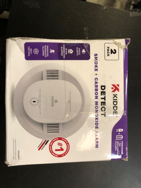 Photo 1 of Kidde Hardwired Smoke & Carbon Monoxide Detector, AA Battery Backup, Voice Alerts, Interconnectable, LED Warning Light Indicators, 2 Pack