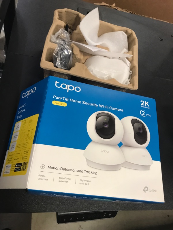 Photo 2 of TP-Link Tapo 2K Pan/Tilt Security Camera for Baby Monitor, Dog Camera w/Motion Detection, 2-Way Audio, Siren, Night Vision, Cloud & SD Card Storage, Works with Alexa & Google Home, 2-Pack (C210P2)