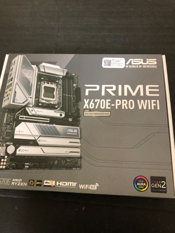 Photo 2 of ASUS Prime X670E-PRO WiFi AMD X670 AM5 Ryzen™ Desktop 9000 8000 & 7000 ATX Motherboard with PCIe® 5.0, Four M.2 Slots, DDR5 Slots, USB 3.2 Gen 2x2 Type-C®, USB4® Support, WiFi 6E, and 2.5G Ethernet