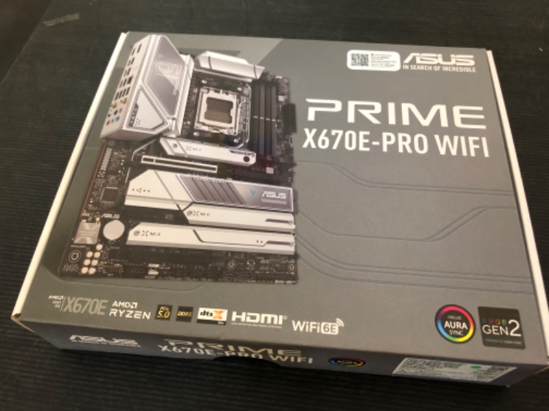 Photo 2 of ASUS Prime X670E-PRO WiFi AMD X670 AM5 Ryzen™ Desktop 9000 8000 & 7000 ATX Motherboard with PCIe® 5.0, Four M.2 Slots, DDR5 Slots, USB 3.2 Gen 2x2 Type-C®, USB4® Support, WiFi 6E, and 2.5G Ethernet