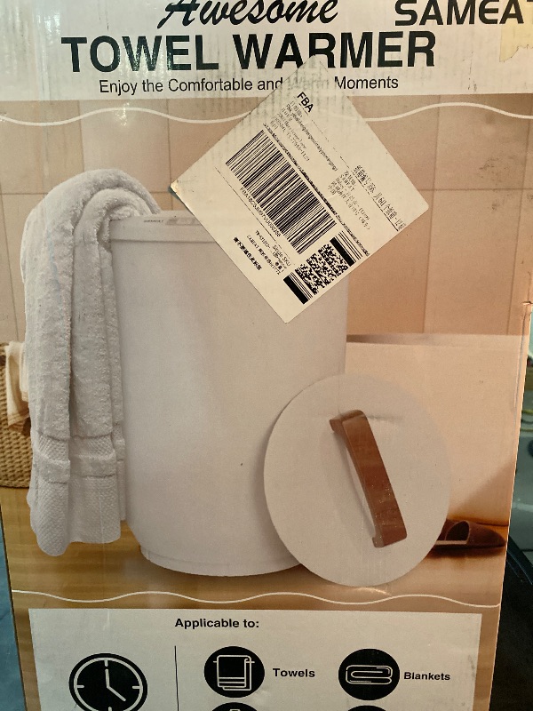 Photo 3 of SAMEAT Heated Towel Warmers for Bathroom - Large Towel Warmer Bucket, Wood Handle, Auto Shut Off, Fits Up to Two 40"X70" Oversized Towels, Best Ideals