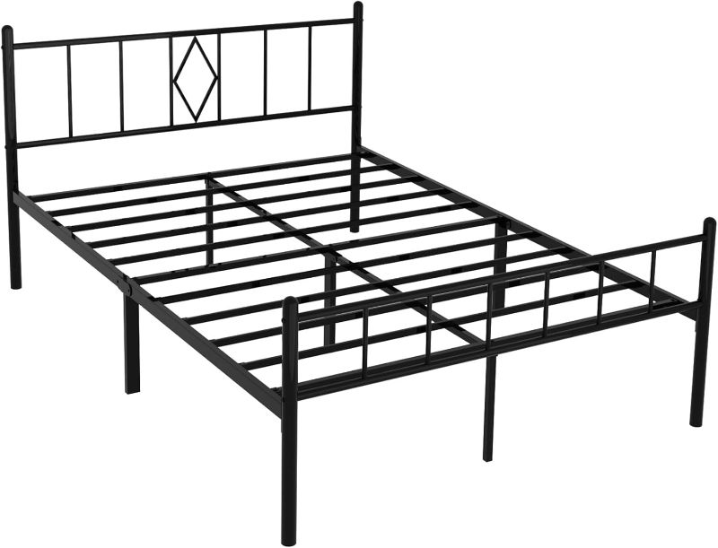 Photo 1 of 14 Inch Full Size Bed Frames with Headboard/Footboard, Under Bed Storage, Strong Metal Slats Support, No Box Spring Needed, Noise Free, Easy Assembly, Black