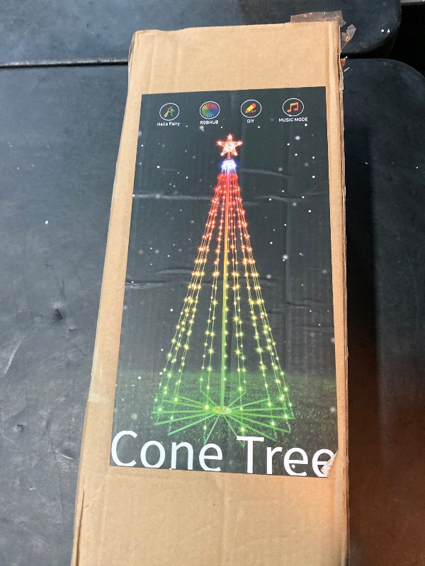 Photo 3 of 8Ft Lighted Christmas Tree, 340 RGB LEDs, DIY 16 Mil Colors Changing, Prelit Cone Tree, Music Sync, App & Remote Control, Outdoor Decoration for Bars, Patio, Beach, Pool, Cruise Party