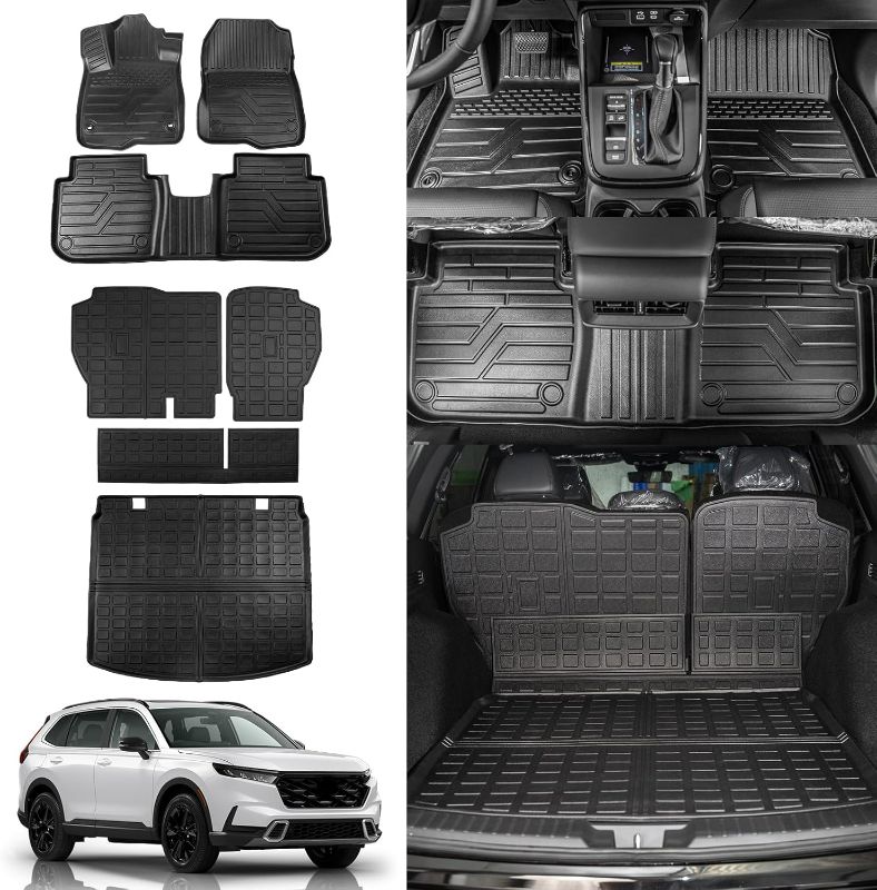 Photo 1 of Rongtaod Floor Mats Compatible with 2023 2024 2025 Honda CRV (Include Hybrid) Cargo Mat Trunk Mat Cargo Liner Back Seat Cover Honda CRV Accessories (Fit Upper Deck, Trunk Mat+Backrest Mats+Floor Mats)