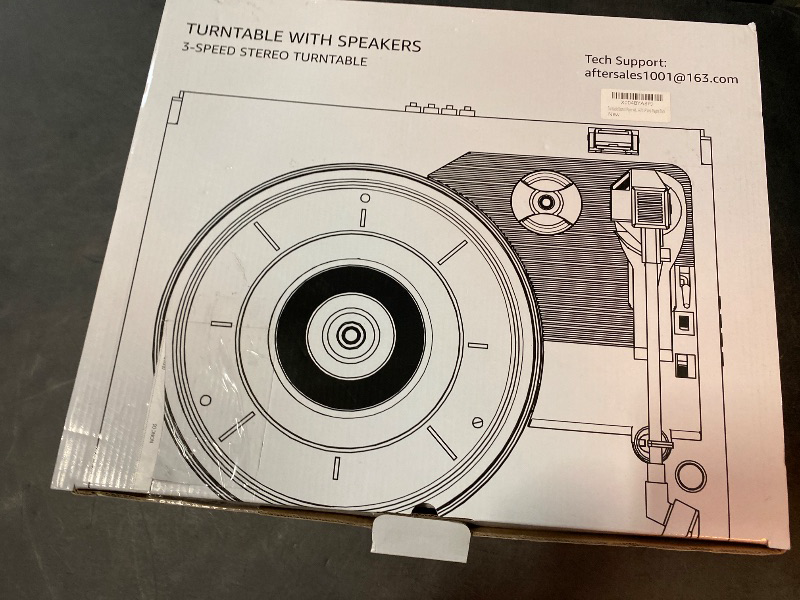 Photo 1 of Vinyl Record Player with Two Stereo Speakers, Bluetooth Playback Turntable with 3 Speed AUX Headphone Input and RCA Out, Retro Black
