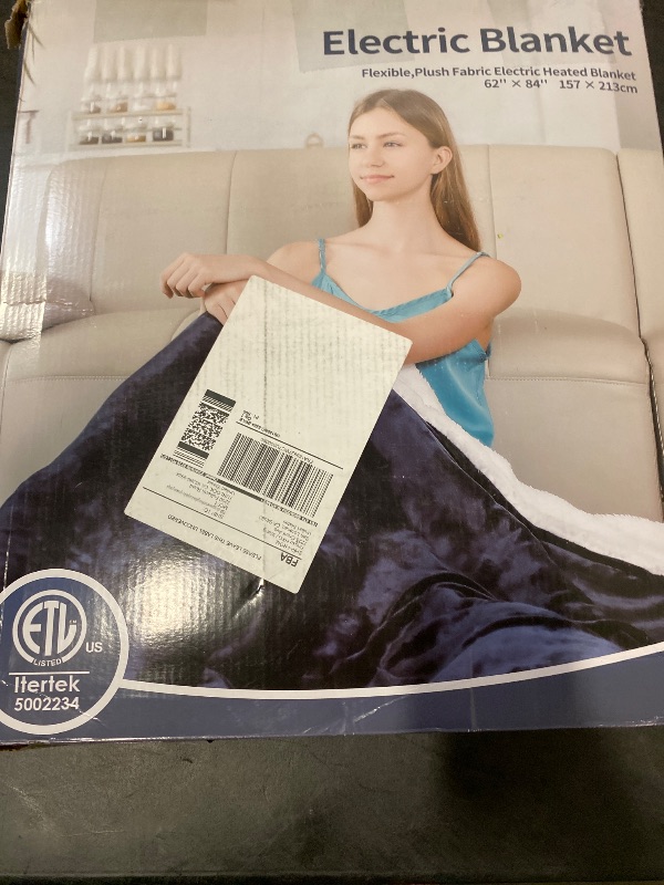 Photo 1 of Heated Throw Blanket, Electric Blanket with 10 Heating Levels&8 Hours Auto Off,Heating Blanket with Soft Flannel and Warm Sherpa Reversible for Home/Office,Machine Washable,62''x 84'',Xmas Gifts,Blue