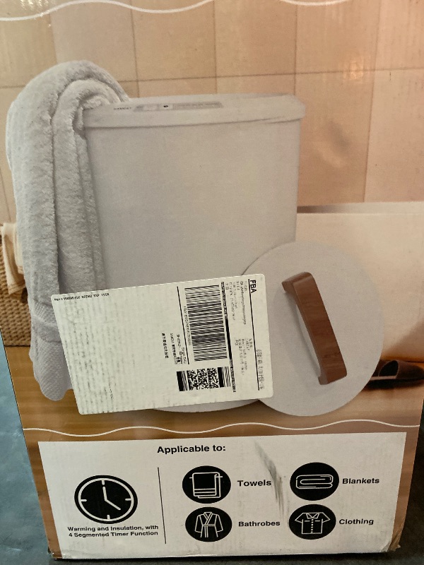 Photo 3 of SAMEAT Heated Towel Warmers for Bathroom - Large Towel Warmer Bucket, Wood Handle, Auto Shut Off, Fits Up to Two 40"X70" Oversized Towels, Best Ideals