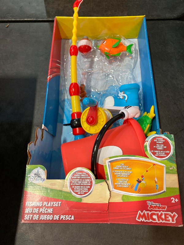 Photo 2 of Disney Store Official Mickey Mouse Fishing Play Set - Includes Mickey Pants Bucket, Fishing Pole, Magnetic Fish, Shoe, Magnetic Lures - Features Vibrating Handle and Reel Clicking Sounds