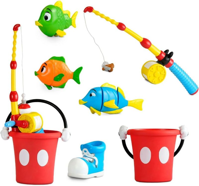 Photo 1 of Disney Store Official Mickey Mouse Fishing Play Set - Includes Mickey Pants Bucket, Fishing Pole, Magnetic Fish, Shoe, Magnetic Lures - Features Vibrating Handle and Reel Clicking Sounds