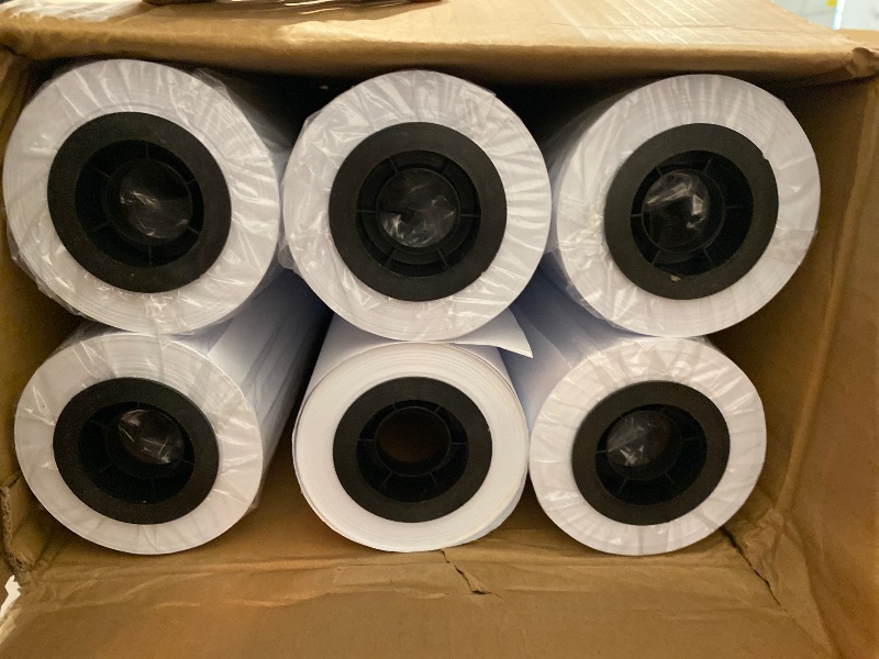 Photo 2 of VOISEN Wide Format Paper,6 Rolls Plotter Paper 24 In x 150 Ft, CAD Bond Rolls,20lb,Bond Paper on 2" Core for CAD Printing on Wide Format Ink Jet Printers