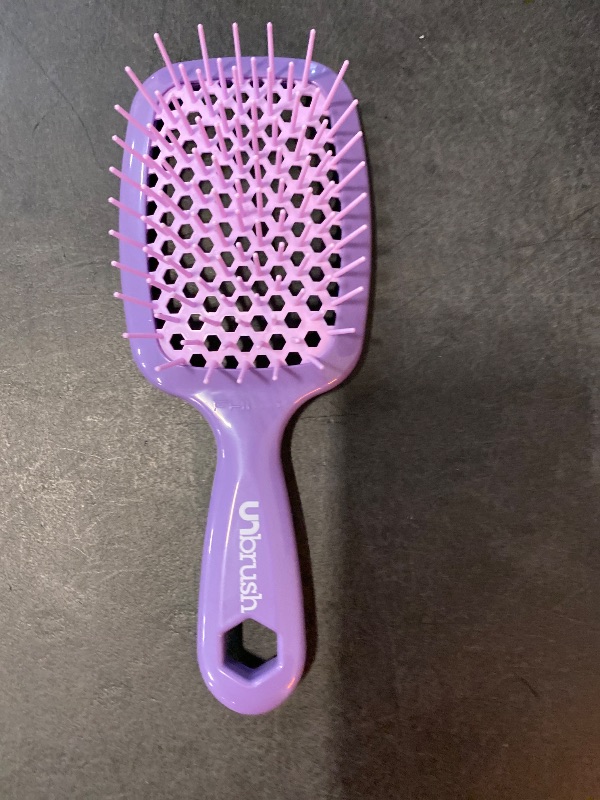 Photo 2 of FHI Heat UNbrush Detangling Brush for Pain-Free Brushing on All Wet or Dry Hair Types — Durable DuoFlex Anti-Static Bristles, Lightweight Handle, Vented Hair Brush, Lavender Dark Purple