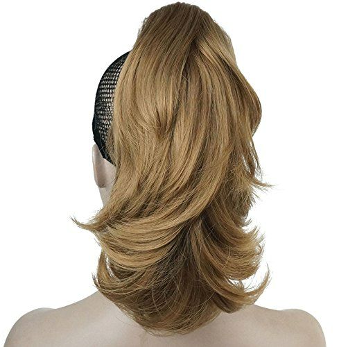 Photo 1 of Lydell 12" Dual Use Straight Curly Styled Clip In Claw Ponytail Hair Extension Synthetic Hairpiece 125g with a jaw/claw clip (19 Lightest Golden Blonde)