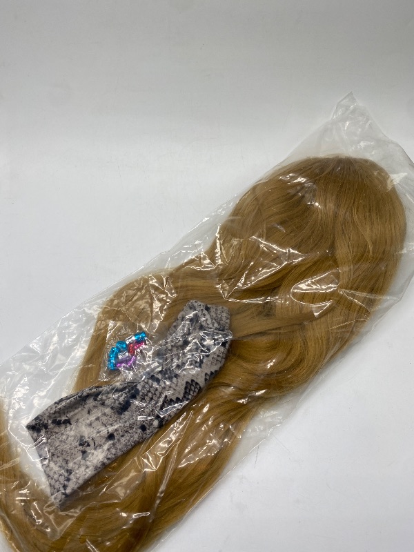 Photo 3 of 22 Inch Blonde Human Hair Headband Wig Grade 8A #27 Glueless None Lace Front Honey Blonde Wig Machine Made Wig 150% Density Brazilian Virgin Hair Straight Wig For Black Women