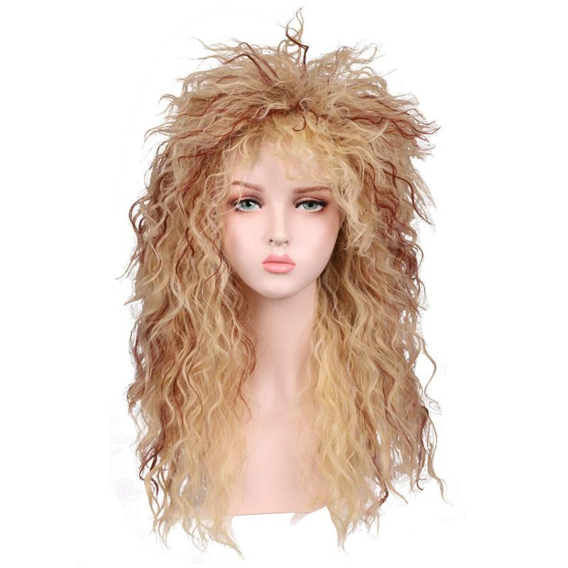 Photo 1 of FantaLook Women Long Curly 80s Blonde with Reddish Brown Cosplay Wig