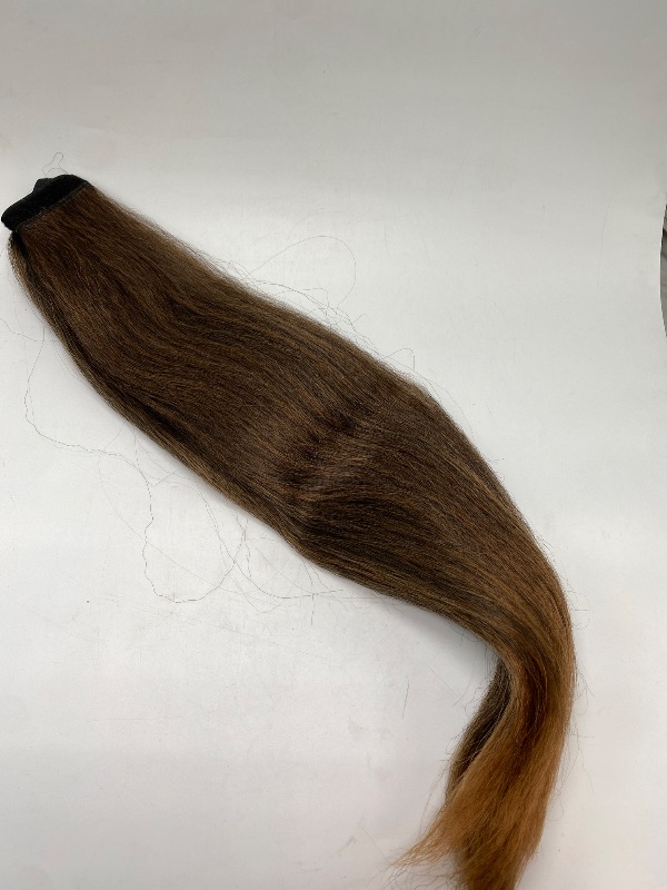 Photo 1 of Long Yaki Straight Ponytail for Women 24 Inches Wrap Around Magic Paste Yaki Straight Pony Tail Clip in Synthetic Thick Kinky Straight Ponytail hair Extension UAmy hair(T30 Mix Black and Brown)