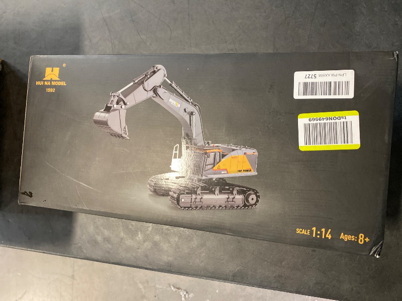 Photo 3 of BNAM Remote Control Excavator Toy 1/14 Scale RC Excavator, 22 Channel Upgrade Full Functional Construction Vehicles Rechargeable RC Truck with Metal Shovel and Lights Sounds Best for Kids 3-15