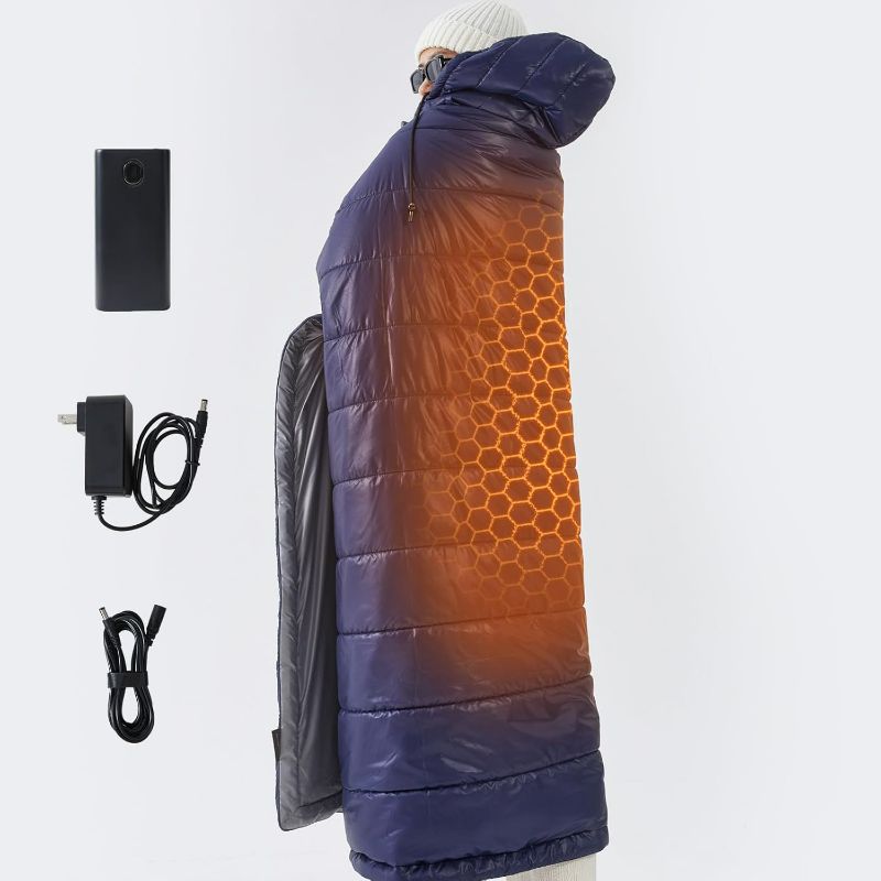 Photo 1 of ZonLi Z-Walk Pro 36W Portable Heated Blanket with 20000 mAh Power Bank, Battery Operated, Waterproof (Navy)