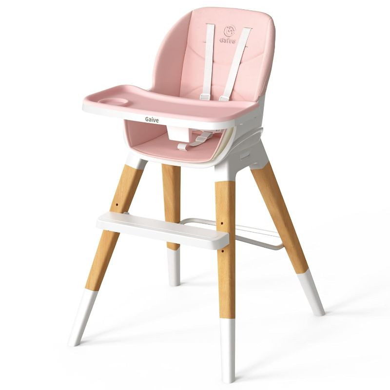 Photo 1 of 8 in 1 Highchair, Convertible Wooden Baby High Chair with Tray, Adjustable High Chair for Babies and Toddlers, Easy to Clean, Grow with Family|Booster|Learning Table|High Stool