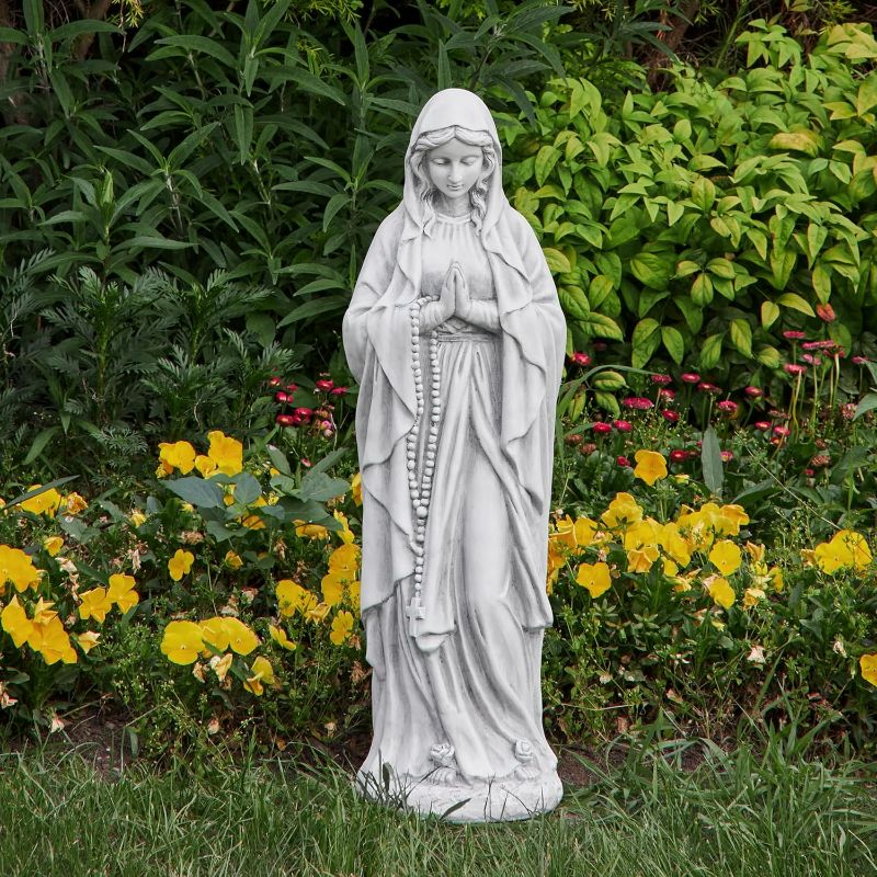 Photo 1 of TOETOL Virgin Mary Praying Statue 29.9 Inch Tall Outdoor Garden Religious Decorations Statue Clearance for Home Yard Patio Lawn Hallway Decor Sculpture Magnesium Oxide Stone