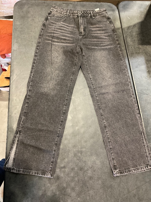 Photo 2 of SIZE ( 32)  SHEIN Women Wide Leg Jeans Baggy Jeans with slit on side for Women Loose Boyfriends Jeans Denim Pants Y2K 90s