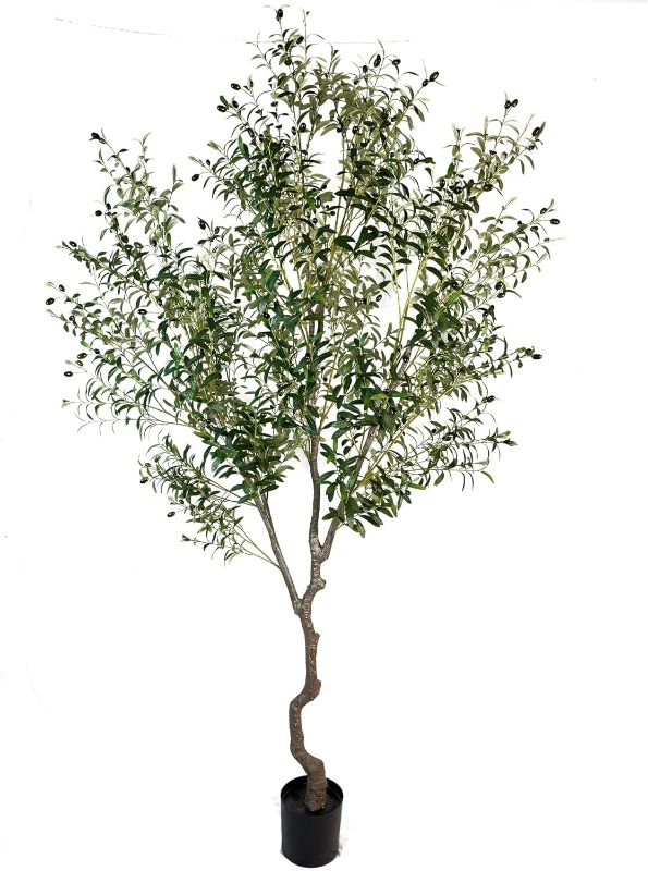 Photo 1 of Artificial Tree Faux Olive Tree 8ft(92in,3200leaves) Tall Fake Olive Plant in Pot Fake Silk Tree Faux Plants Indoor