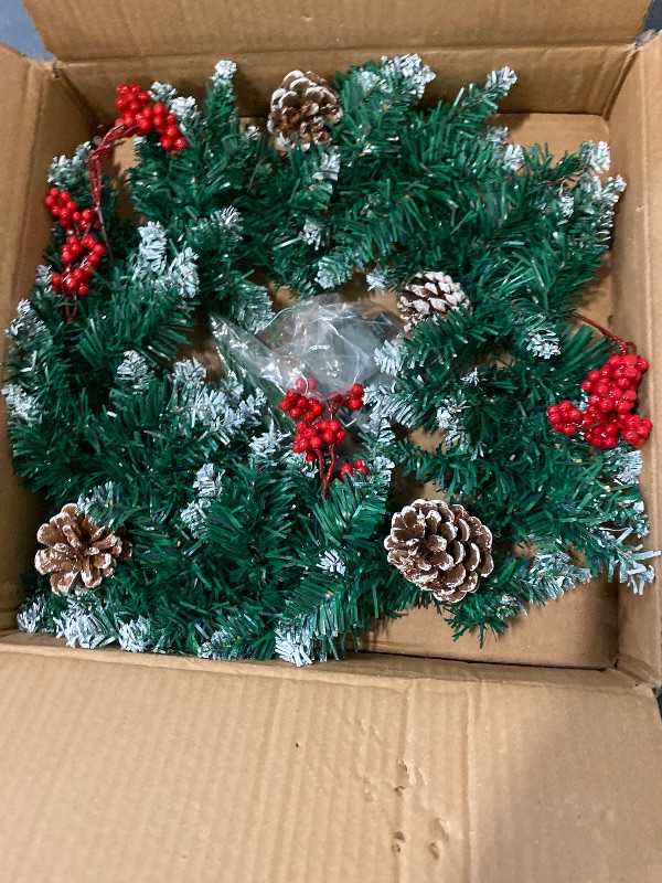Photo 1 of Christmas Wreath, 18in Outdoor Lighted Wreaths for Christmas, Front Door Christmas Wreaths with 30 LED, Pre-Lit Battery Powered Christmas Door Decorations with Pine Cones, Berry Clusters