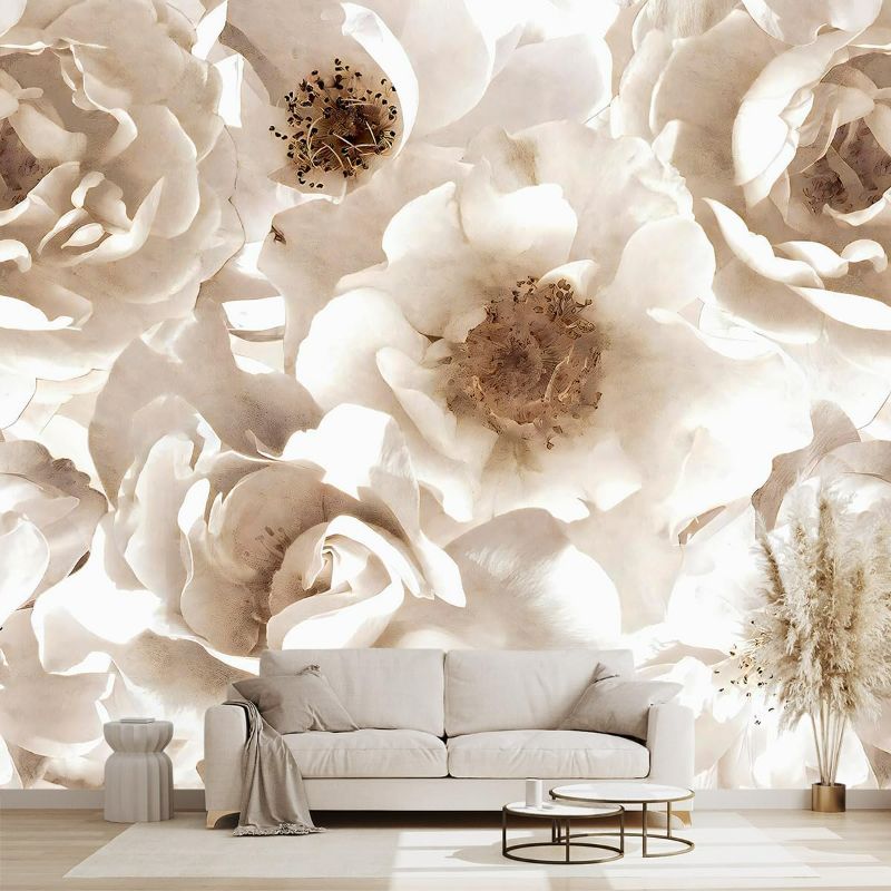 Photo 1 of Floral wallpeper for Girls Bedroom Modern Flower Living Room Wall Mural - 137"x96"?Not Peel and Stick?