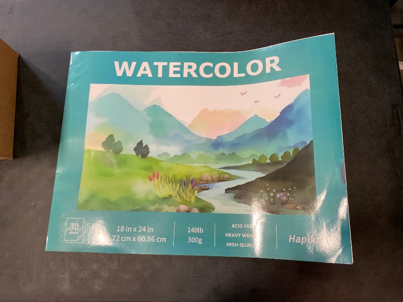 Photo 2 of Hapikalor 18" x 24" Large Watercolor Paper Pad, 1-Pack 30 Sheets 140lb/300gsm Artist Large Sketchbook Drawing Paper Book, Art Supplies for Adults Kids, Watercolors, Watercolor Paint Set, Sketchbook,Teal