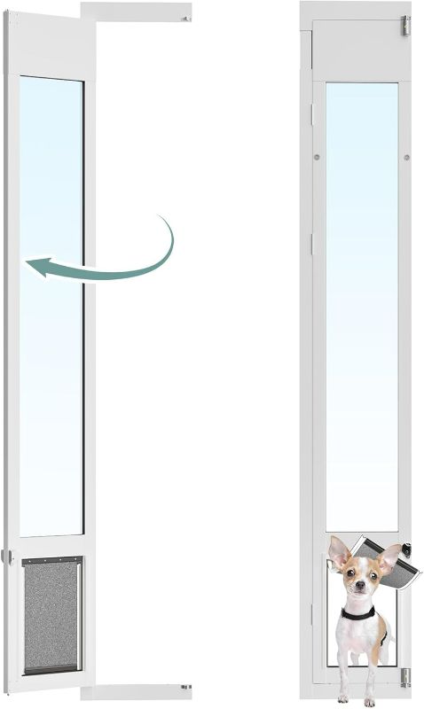 Photo 1 of Medium Dog Door for Sliding Glass Door, Openable Doggy Door for Sliding Glass Doors Medium Dog Insert, All-Metal Framed, Adjustable Height 75 7/8" to 81" -(Medium)