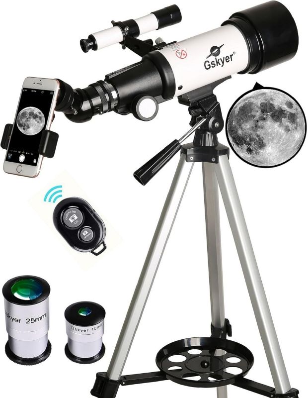 Photo 1 of Gskyer Telescope, 70mm Aperture 400mm AZ Mount Astronomical Refracting Telescope for Kids Beginners - Travel Telescope with Carry Bag, Phone Adapter and Wireless Remote.
