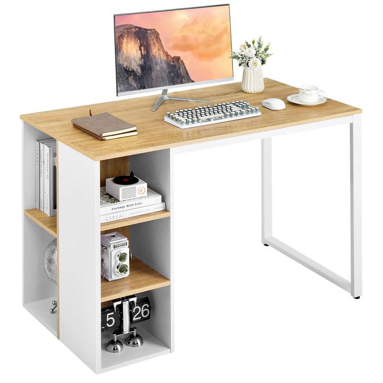 Photo 1 of Computer Desk with 5 Side Shelves and Metal Frame